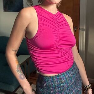 Sincerely Jules Y2K magenta scrunchy tank size small pink Barbie 2000s